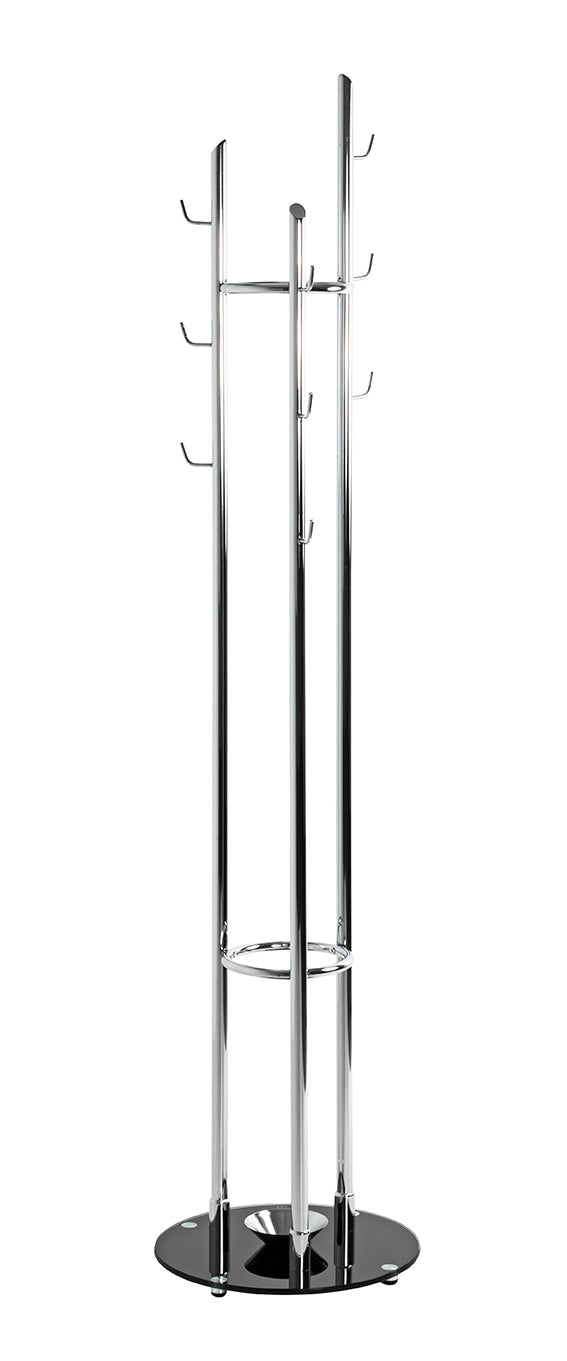 HAKU Möbel Garderobenständer aus Metall mit Glas in Silber 40 x 183 cm