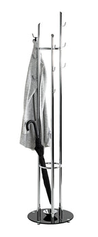 HAKU Möbel Garderobenständer aus Metall mit Glas in Silber 40 x 183 cm