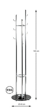 HAKU Möbel Garderobenständer aus Metall mit Glas in Silber 40 x 183 cm