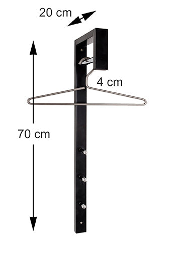 HAKU Möbel Wandgarderobe aus Metall 4 x 20 x 70 cm in Chrom, Schwarz