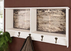 HAKU Möbel Wandgarderobe aus MDF Motiv Schriftzug in Weiss 76 x 15 x 40 cm