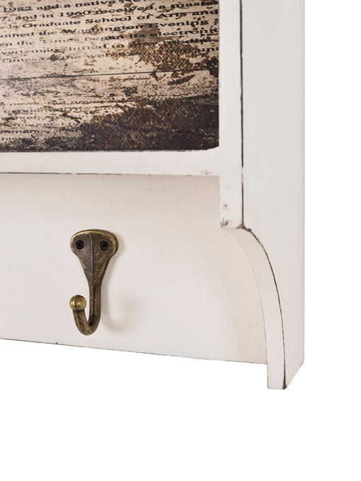 HAKU Möbel Wandgarderobe aus MDF Motiv Schriftzug in Weiss 76 x 15 x 40 cm
