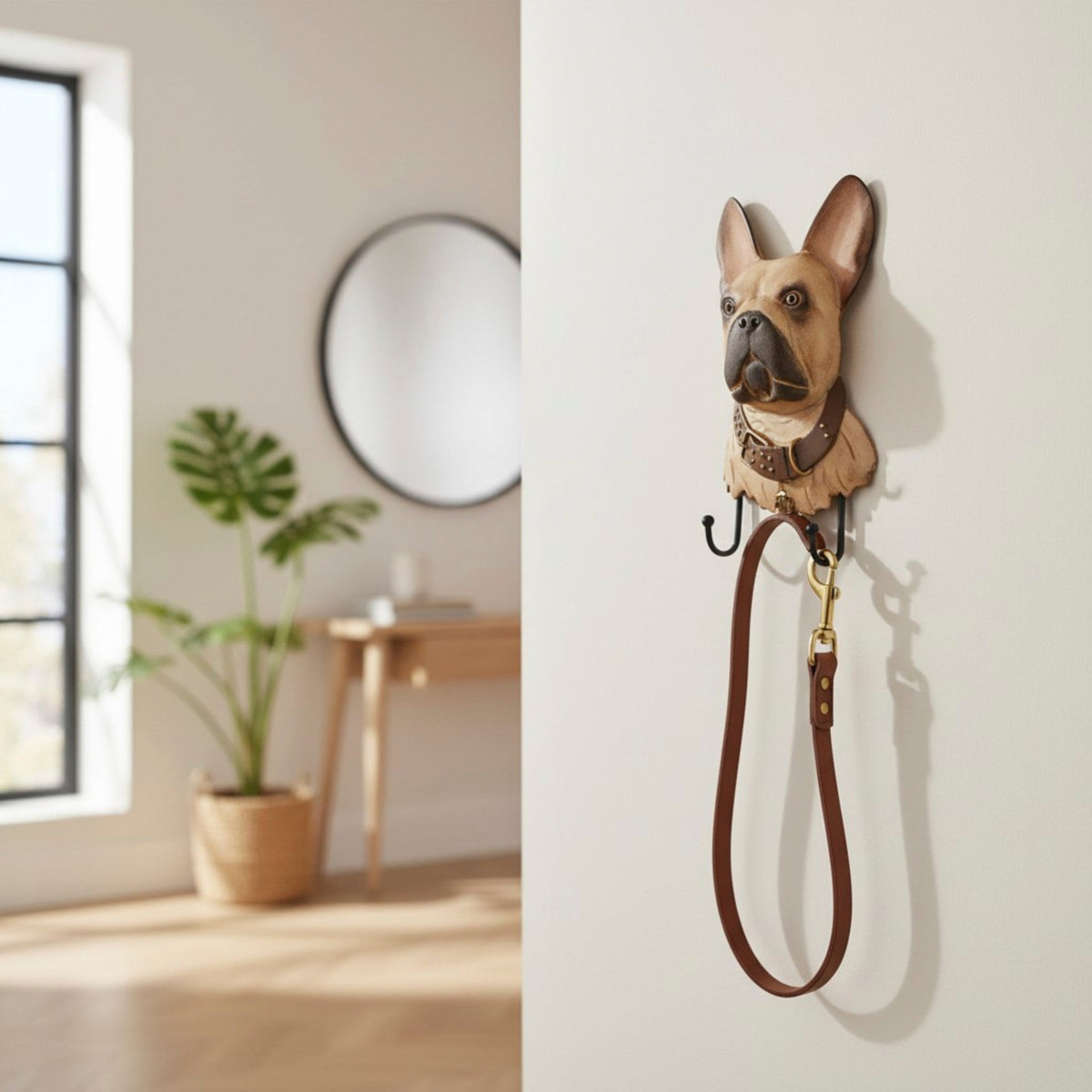 HAKU Möbel Wandgarderobe aus Metall Motiv Hund in Beige