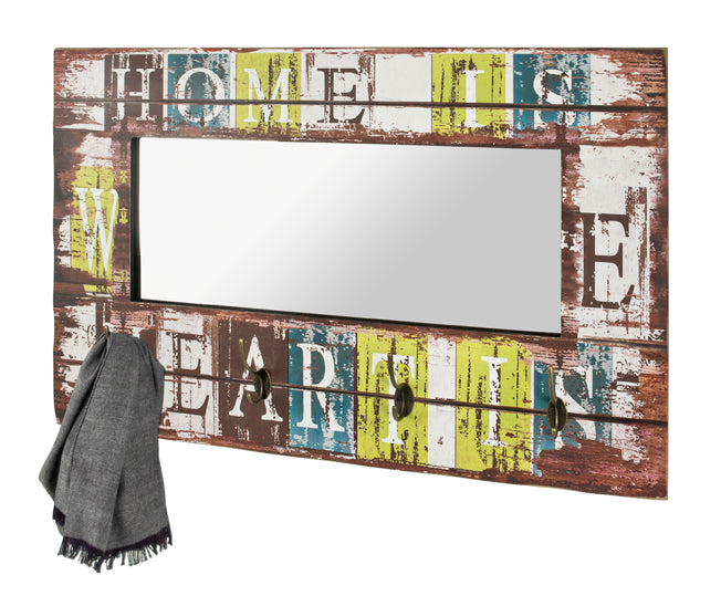 HAKU Möbel Wandgarderobe aus MDF Motiv Schriftzug in Braun 80 x 10 x 52 cm