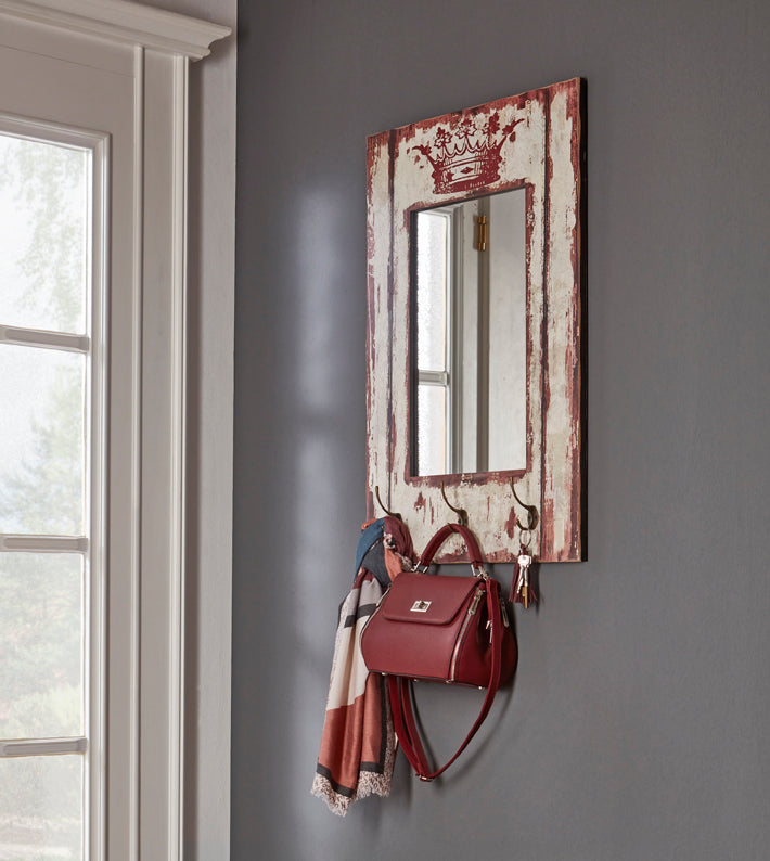 HAKU Möbel Wandgarderobe aus MDF Motiv Schriftzug in Grau 52 x 10 x 80 cm