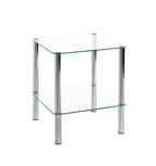 HAKU Möbel Beistelltisch aus Metall mit Glas in Silber 39 x 39 x 47 cm in Chrom