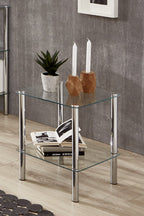 HAKU Möbel Beistelltisch aus Metall mit Glas in Silber 39 x 39 x 47 cm in Chrom