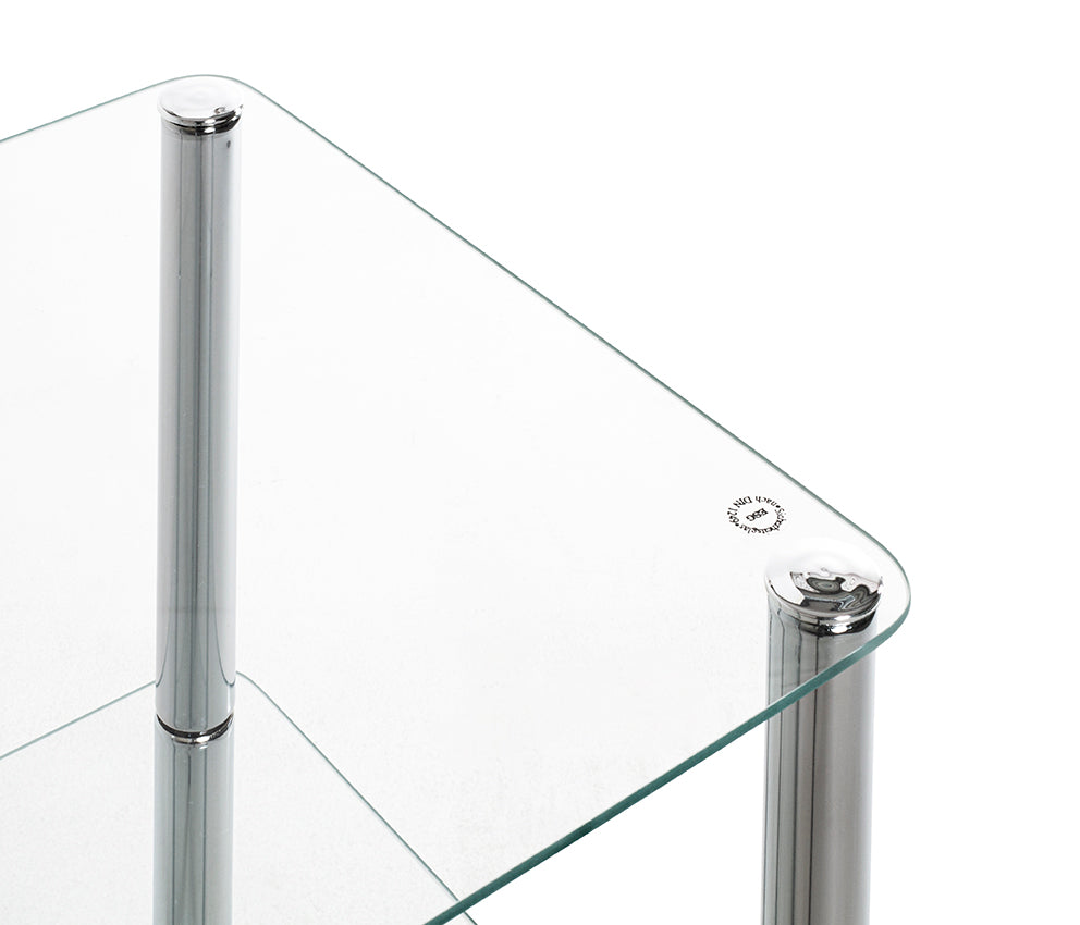 HAKU Möbel Regal aus Metall mit Glas in Silber B 39 cm H 77-107 cm, 39 x 39 cm, H 77 cm