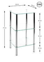 HAKU Möbel Regal aus Metall mit Glas in Silber B 39 cm H 77-107 cm, 39 x 39 cm, H 77 cm