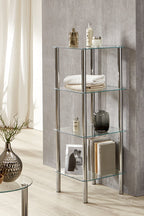 HAKU Möbel Regal aus Metall mit Glas in Silber B 39 cm H 77-107 cm, 39 x 39 cm, H 107 cm