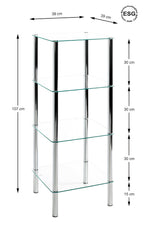 HAKU Möbel Regal aus Metall mit Glas in Silber B 39 cm H 77-107 cm, 39 x 39 cm, H 107 cm