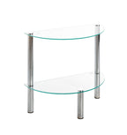 HAKU Möbel Beistelltisch aus Metall mit Glas in Silber 45 x 22 x 47 cm