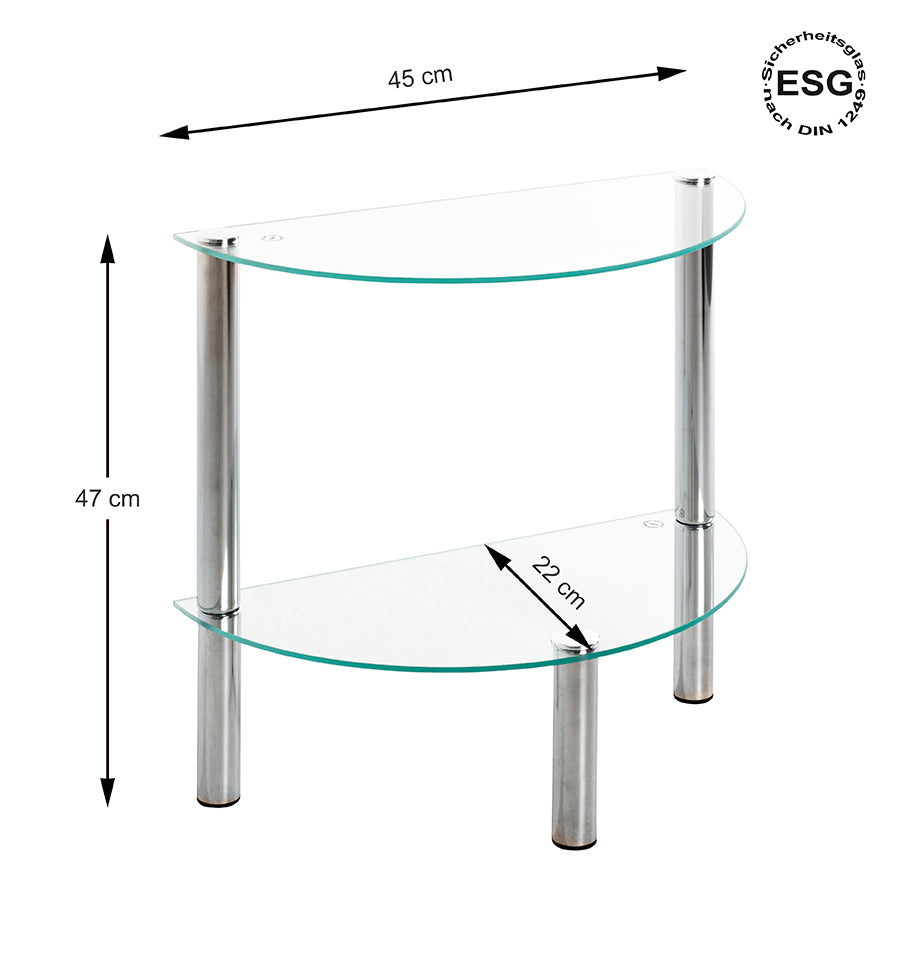 HAKU Möbel Beistelltisch aus Metall mit Glas in Silber 45 x 22 x 47 cm
