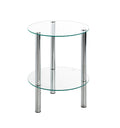 HAKU Möbel Beistelltisch aus Metall mit Glas in Silber 35 x 47 cm
