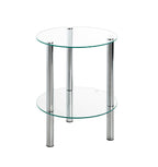 HAKU Möbel Beistelltisch aus Metall mit Glas in Silber 35 x 47 cm