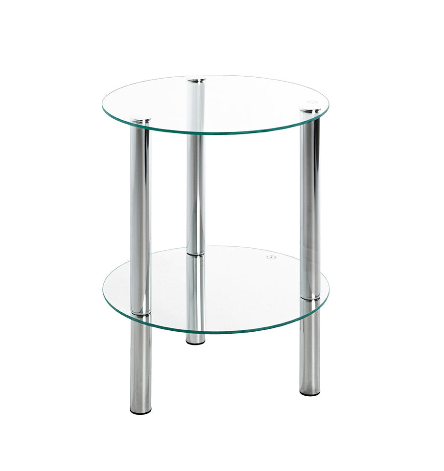 HAKU Möbel Beistelltisch aus Metall mit Glas in Silber 35 x 47 cm