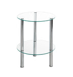 HAKU Möbel Beistelltisch aus Metall mit Glas in Silber 35 x 47 cm