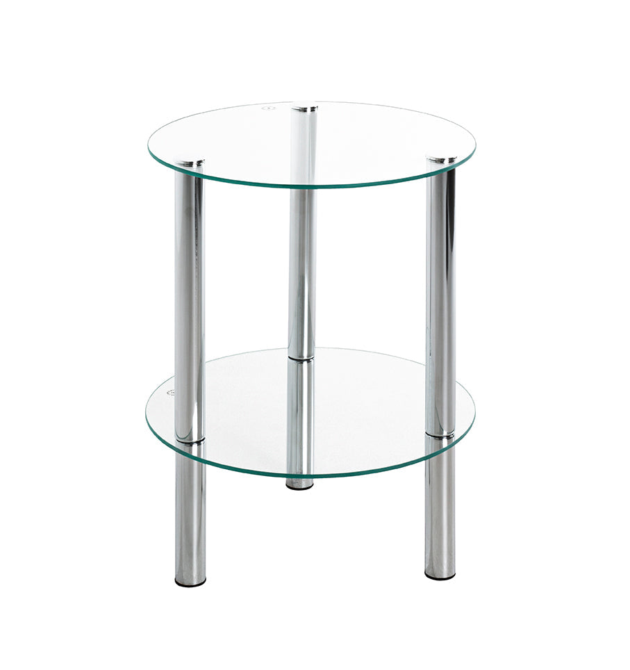 HAKU Möbel Beistelltisch aus Metall mit Glas in Silber 35 x 47 cm