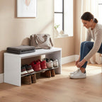 HAKU Möbel Schuhbank aus MDF kratzunempfindlich in Weiss in Chrom, Weiss
