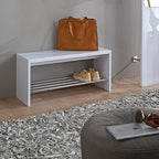 HAKU Möbel Schuhbank aus MDF kratzunempfindlich in Weiss in Chrom, Weiss