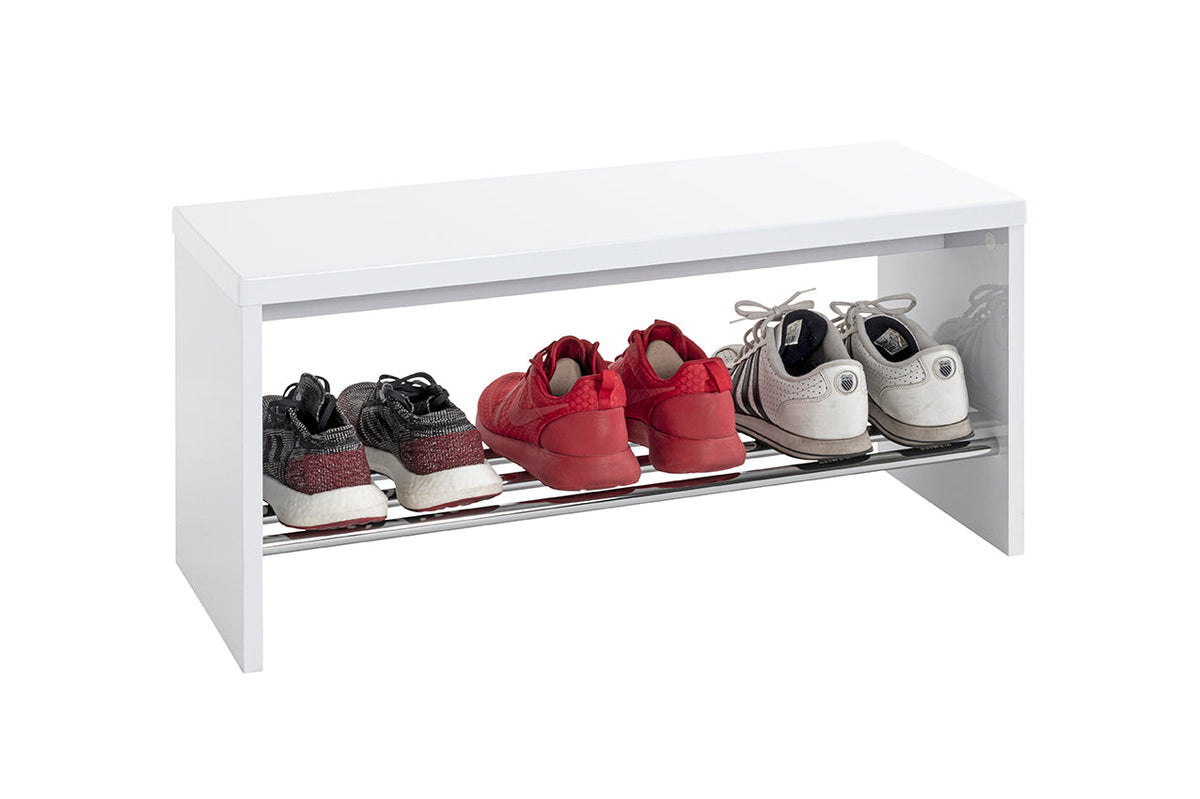 HAKU Möbel Schuhbank aus MDF kratzunempfindlich in Weiss in Chrom, Weiss