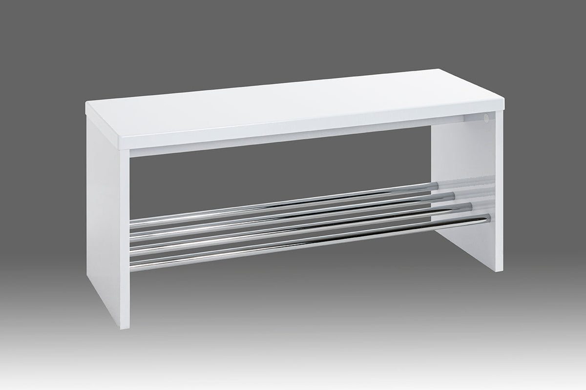HAKU Möbel Schuhbank aus MDF kratzunempfindlich in Weiss in Chrom, Weiss