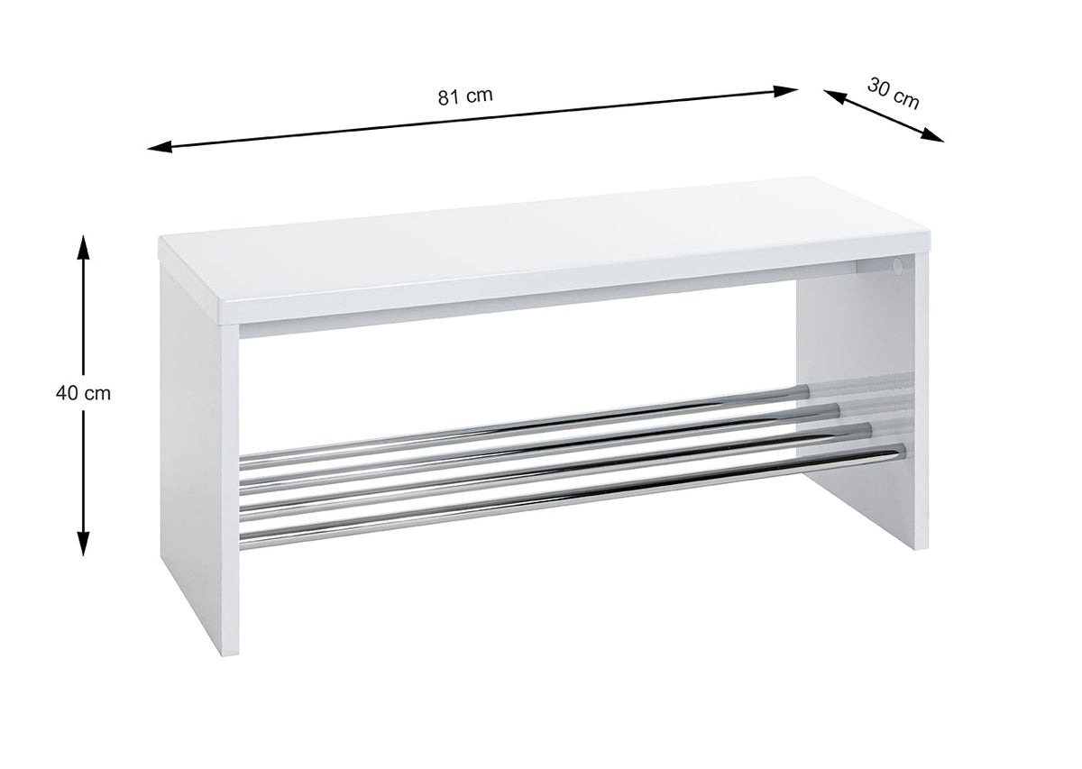 HAKU Möbel Schuhbank aus MDF kratzunempfindlich in Weiss in Chrom, Weiss