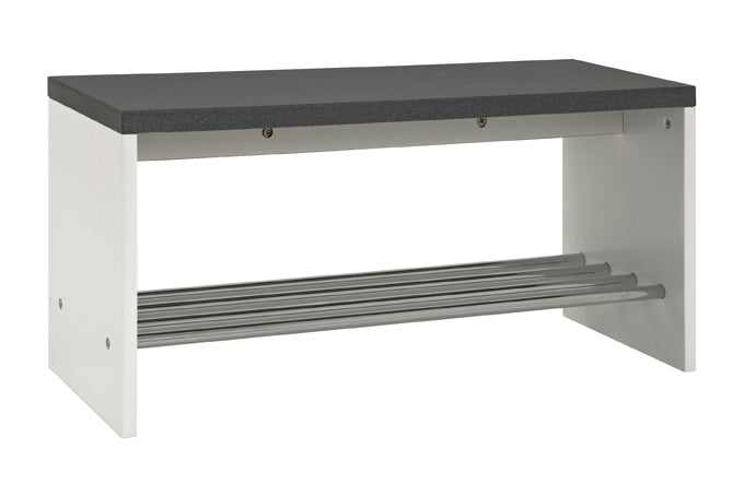 HAKU Möbel Schuhbank aus MDF kratzunempfindlich in Weiss in Chrom, Granitoptik