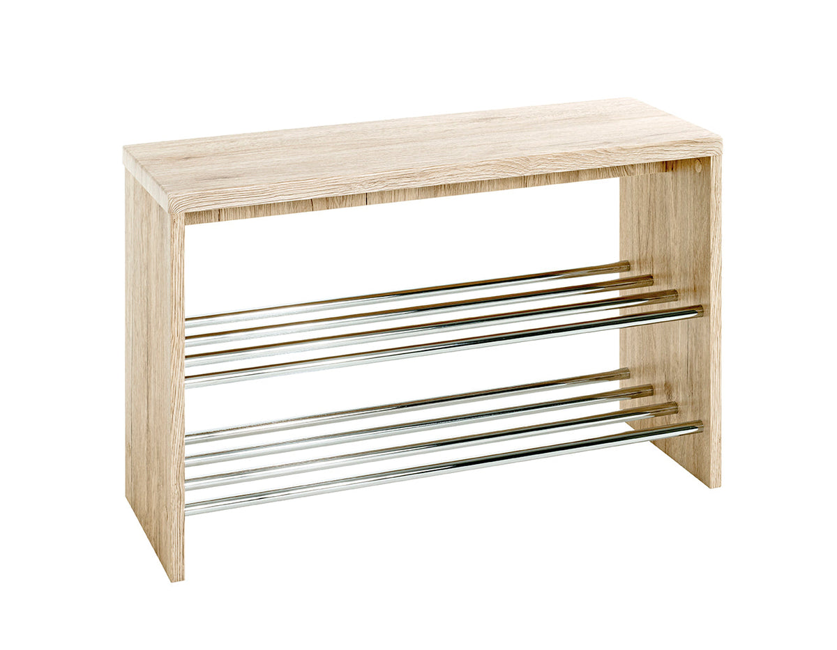 HAKU Möbel Schuhbank aus MDF kratzunempfindlich in Chrom, Eiche San Remo