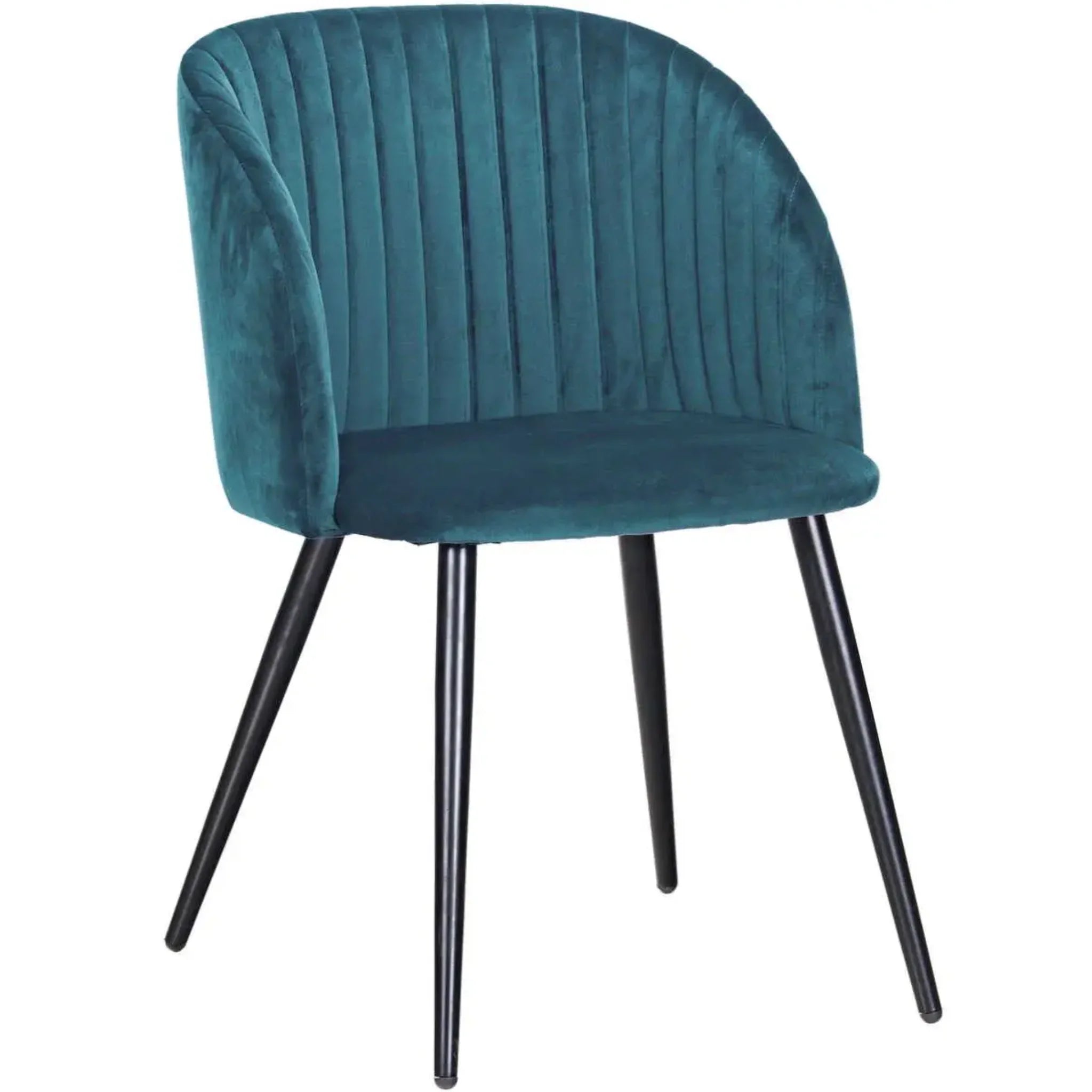 Armlehnstuhl Queen aus Velvet in Blau mit schwarzen Beinen - moderner Designerstuhl
