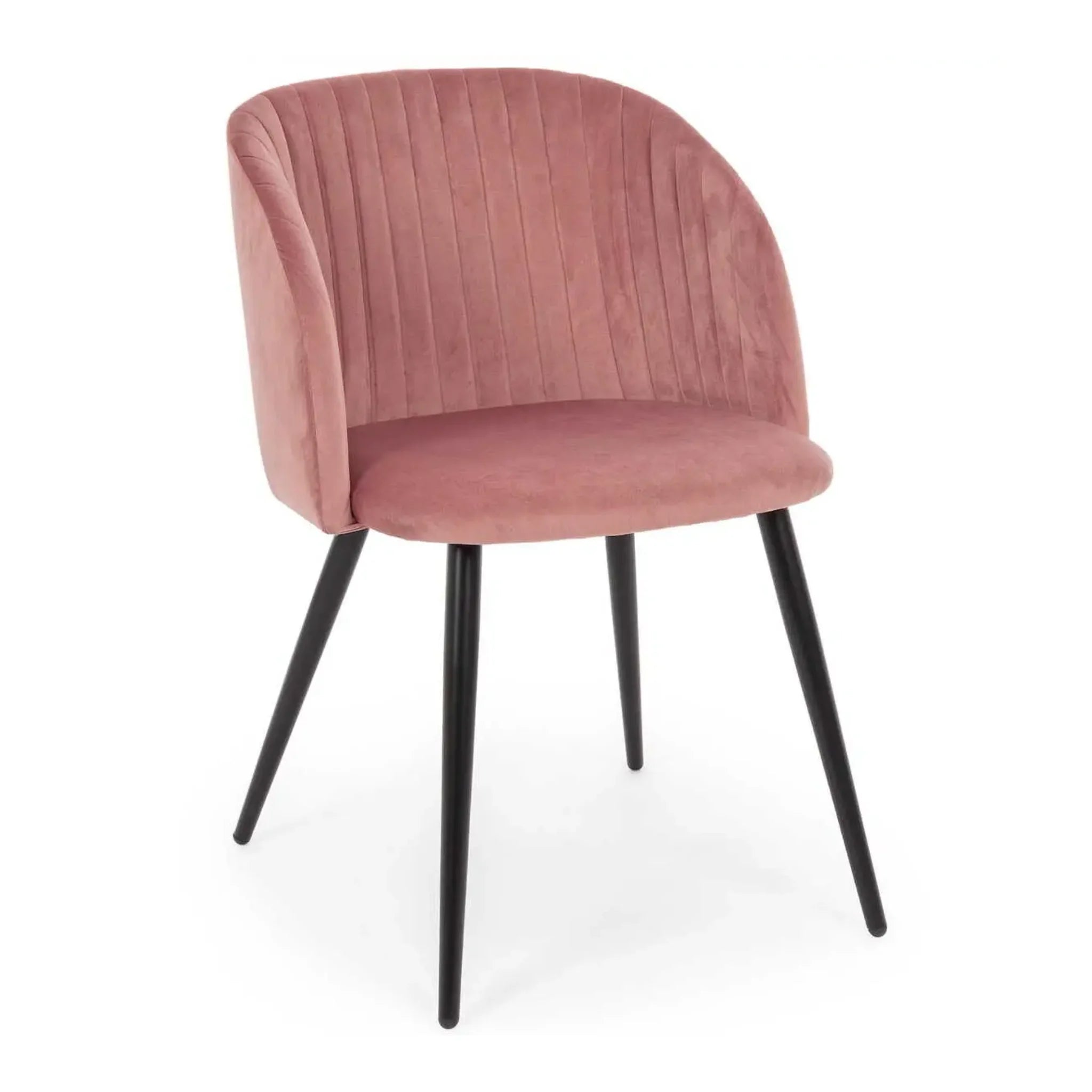 Armlehnstuhl Queen Velvet in Pink – Moderner Esszimmerstuhl mit schwarzen Beinen