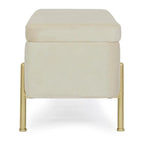 Bank Irina Creme mit Stauraum, goldene Metallfüße, moderne Polsterbank 110x42cm