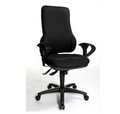 Schwarzer ergonomischer Bürostuhl Action Star mit Armlehnen, Rollen und hoher Rückenlehne