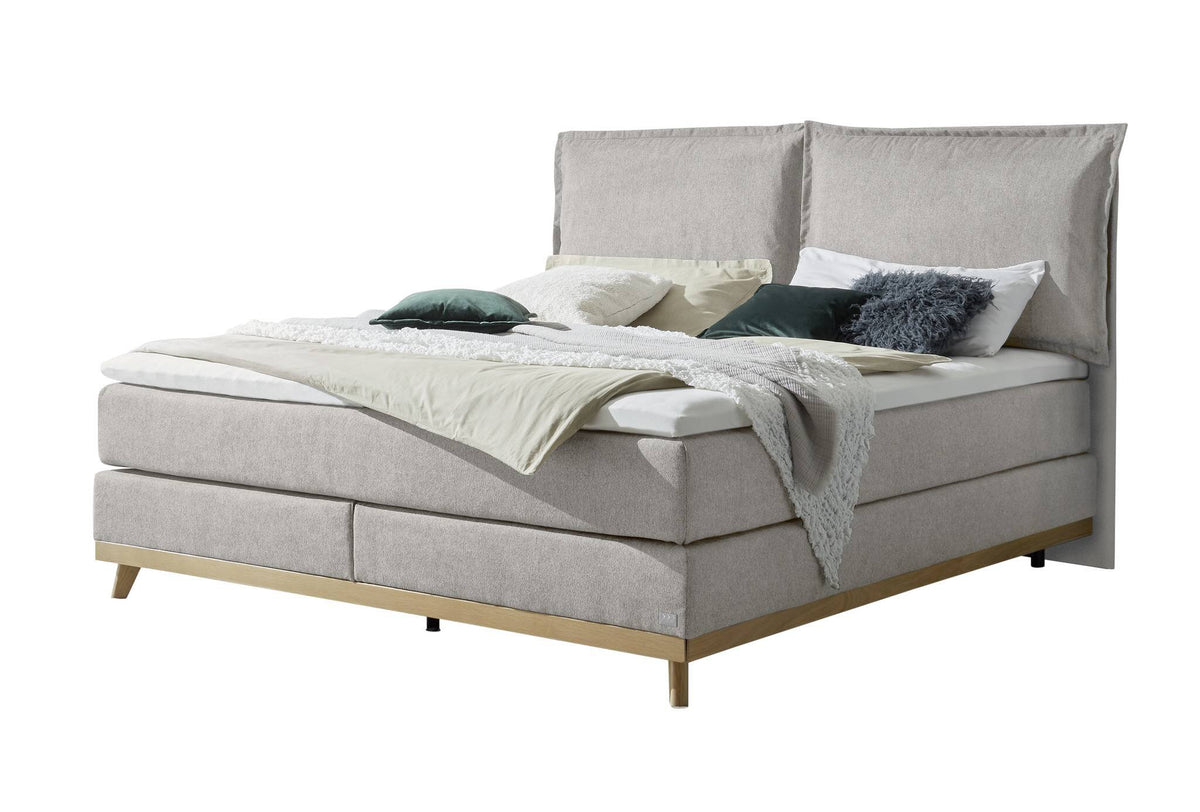 Hasena Imelda Boxspringbett – 140 x 200 cm, Glamour-Top, Pace light grey