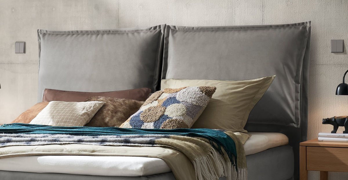 Hasena Bonita Boxspringbett – 140 x 200 cm, Elegance-Top, Monet steel