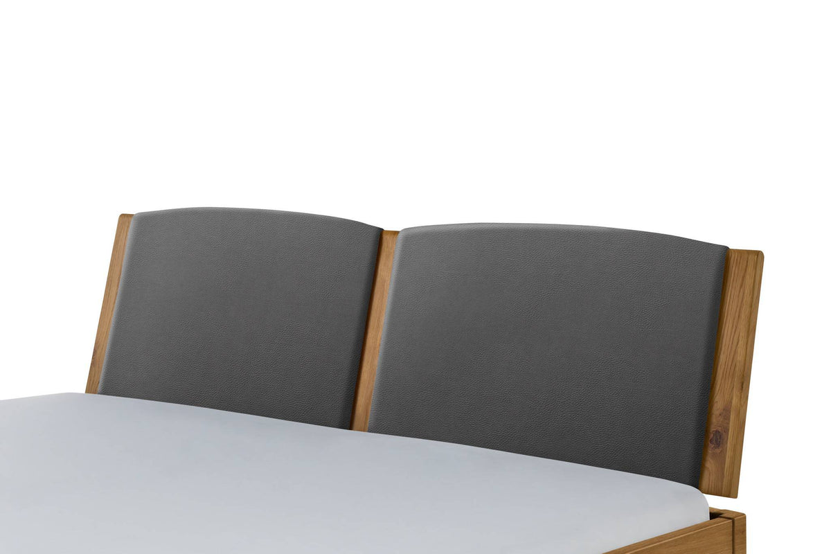 Hasena Comfy Polsterkopfteil – 140 cm, Wildeiche natur, geölt, 835-Monet steel