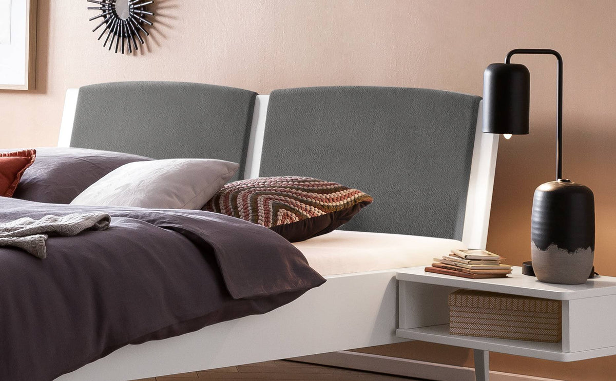 Hasena Pistoia Bett mit Polsterkopfteil – 160 x 200 cm, 20 cm, MDF weiss deckend, lackiert