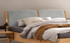 Hasena Fabro Bett mit Polsterkopfteil – 160 x 200 cm, Fusshöhe 25 cm, Wildbuche natur, geölt, 840-Pace light grey