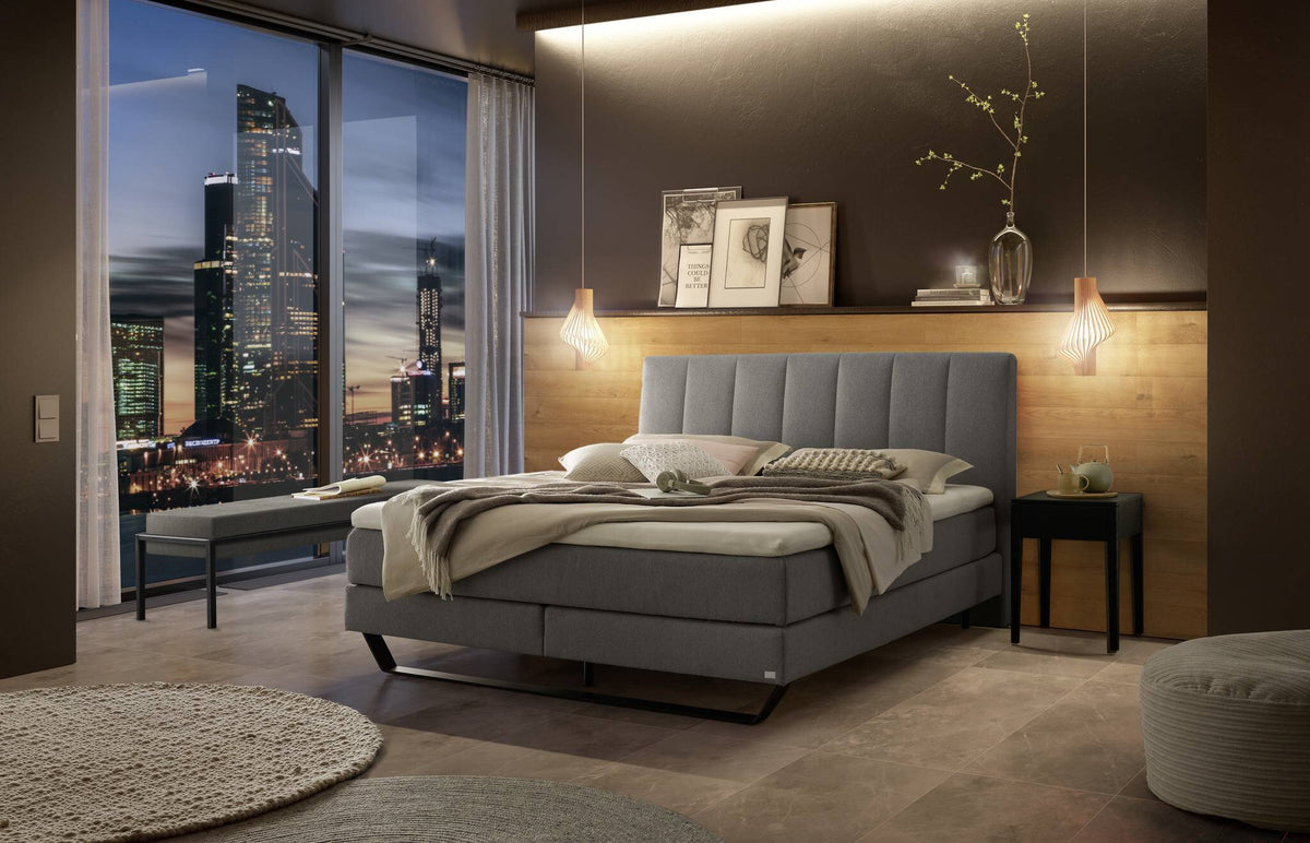 Hasena Ambra Boxspringbett – 140 x 200 cm, Lovely-Top, Pace grey