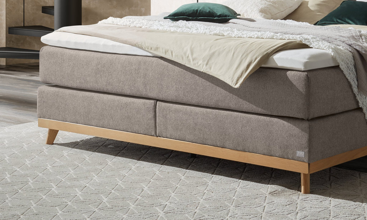 Hasena Imelda Boxspringbett – 160 x 200 cm, Glamour-Top, Pace light grey