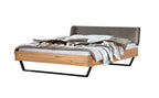 Hasena Montieri Massivholzbett mit Polsterkopfteil – 140 x 200 cm, Fusshöhe 20 cm, Wildbuche natur, geölt, 841-Pace grey