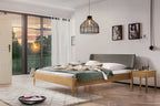 Hasena Varese Massivholzbett mit Polsterkopfteil – 140 x 200 cm, Fusshöhe 25 cm, Eiche bright, geölt, 841-Pace grey