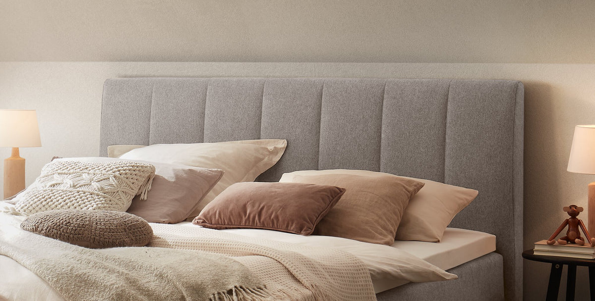 Hasena Donna Boxspringbett – 140 x 200 cm, Elegance-Top, Pace grey