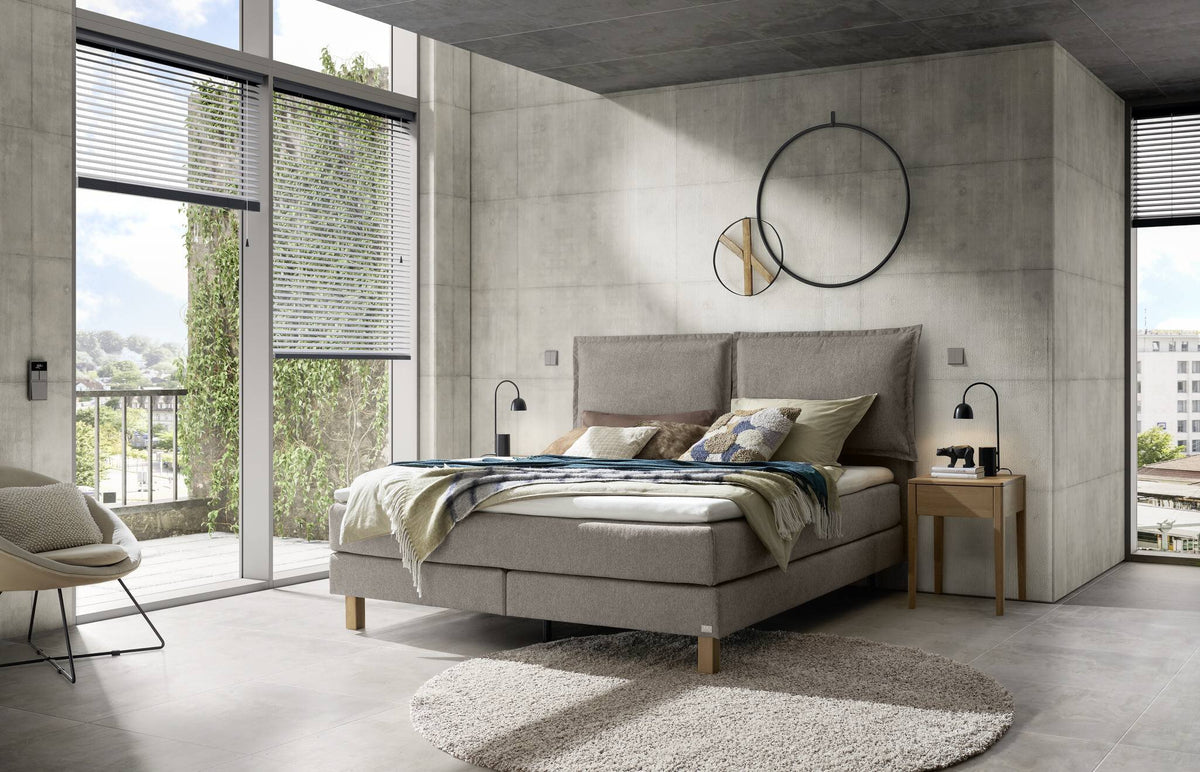 Hasena Bonita Boxspringbett – 140 x 200 cm, Lovely-Top, Pace grey