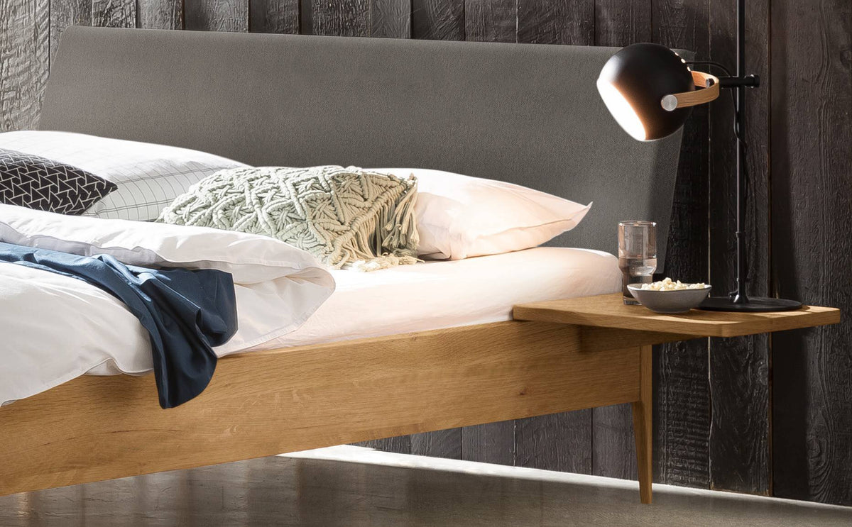 Hasena Fanano Bett mit Polsterkopfteil – 160 x 200 cm, 25 cm, Wildbuche natur, geölt
