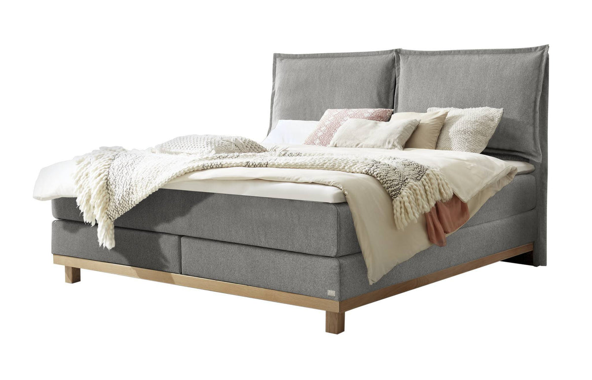 Hasena Zamora Boxspringbett – 140 x 200 cm, Glamour-Top, Pace grey