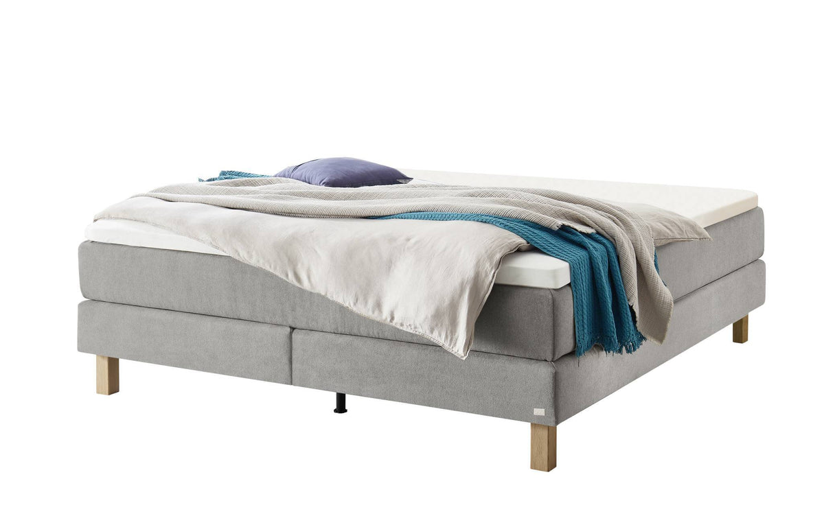 Hasena Carlota Boxspringbett – 140 x 200 cm, Glamour-Top, Pace light grey