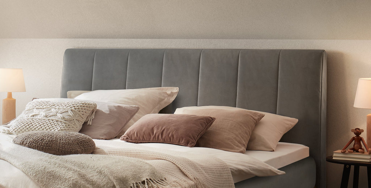 Hasena Donna Boxspringbett – 140 x 200 cm, Elegance-Top, Monet steel