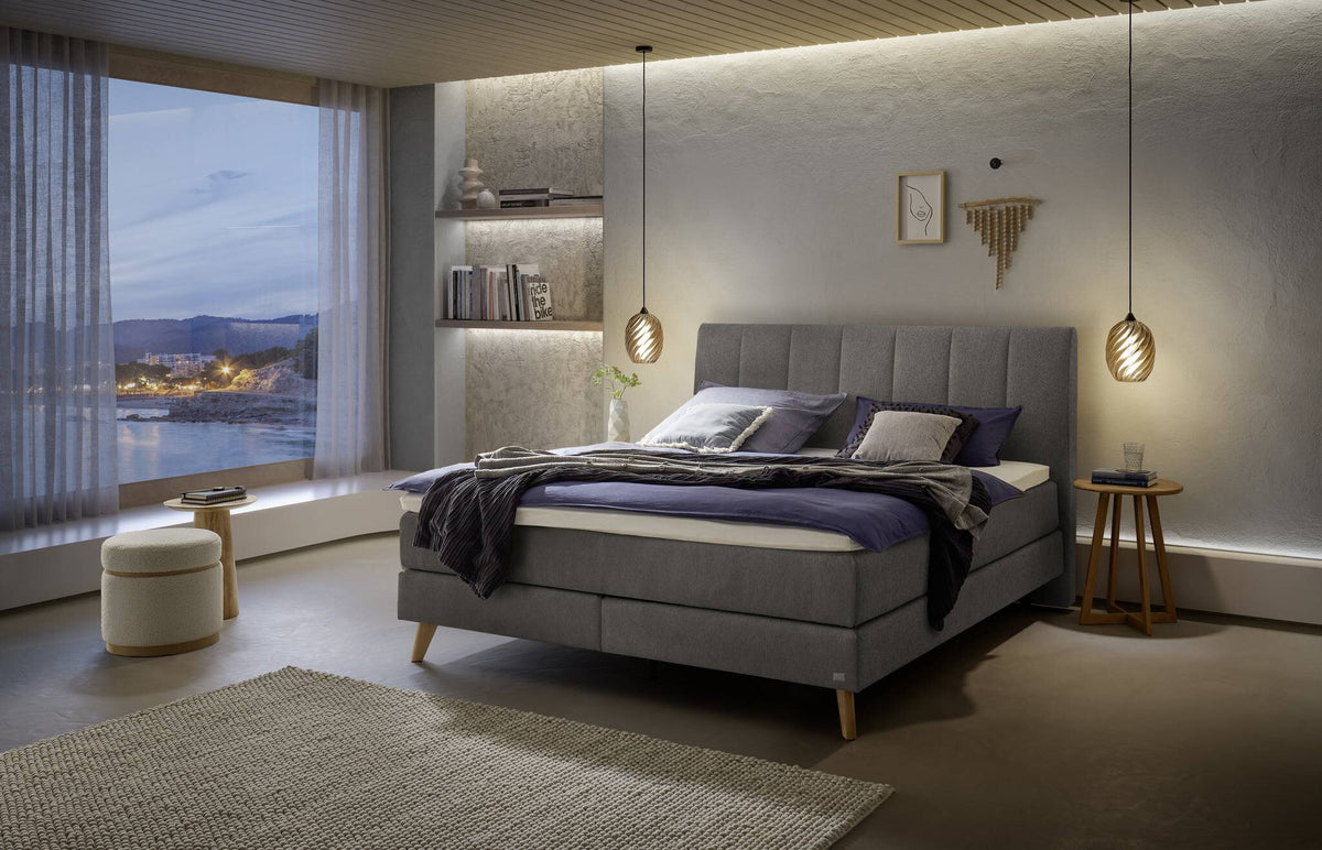Hasena Fernanda Boxspringbett – 140 x 200 cm, Lovely-Top, Pace grey