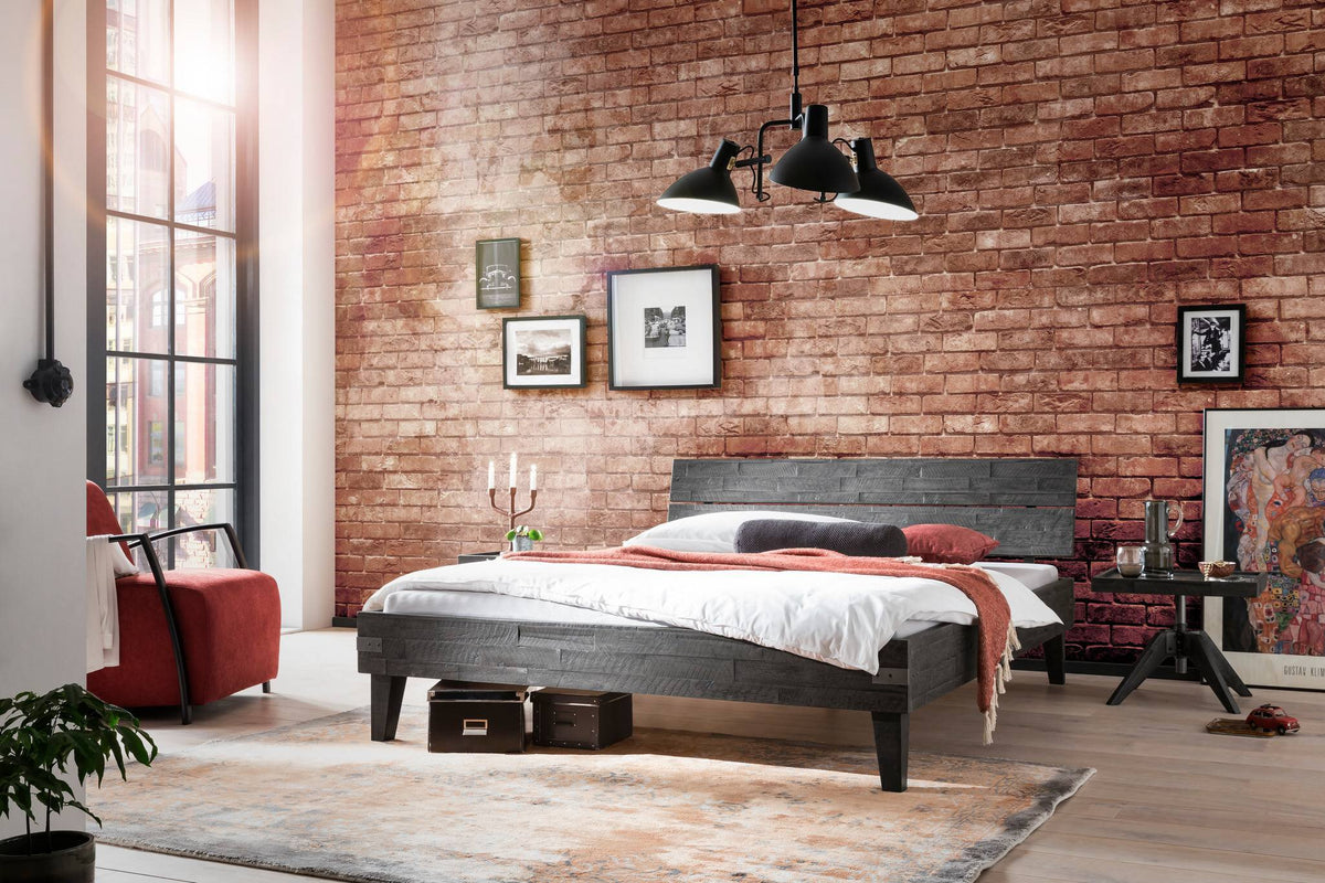 Hasena Aloa Massivholzbett – 90 x 200 cm, 25 cm, Akazie Vintage grey, lackiert
